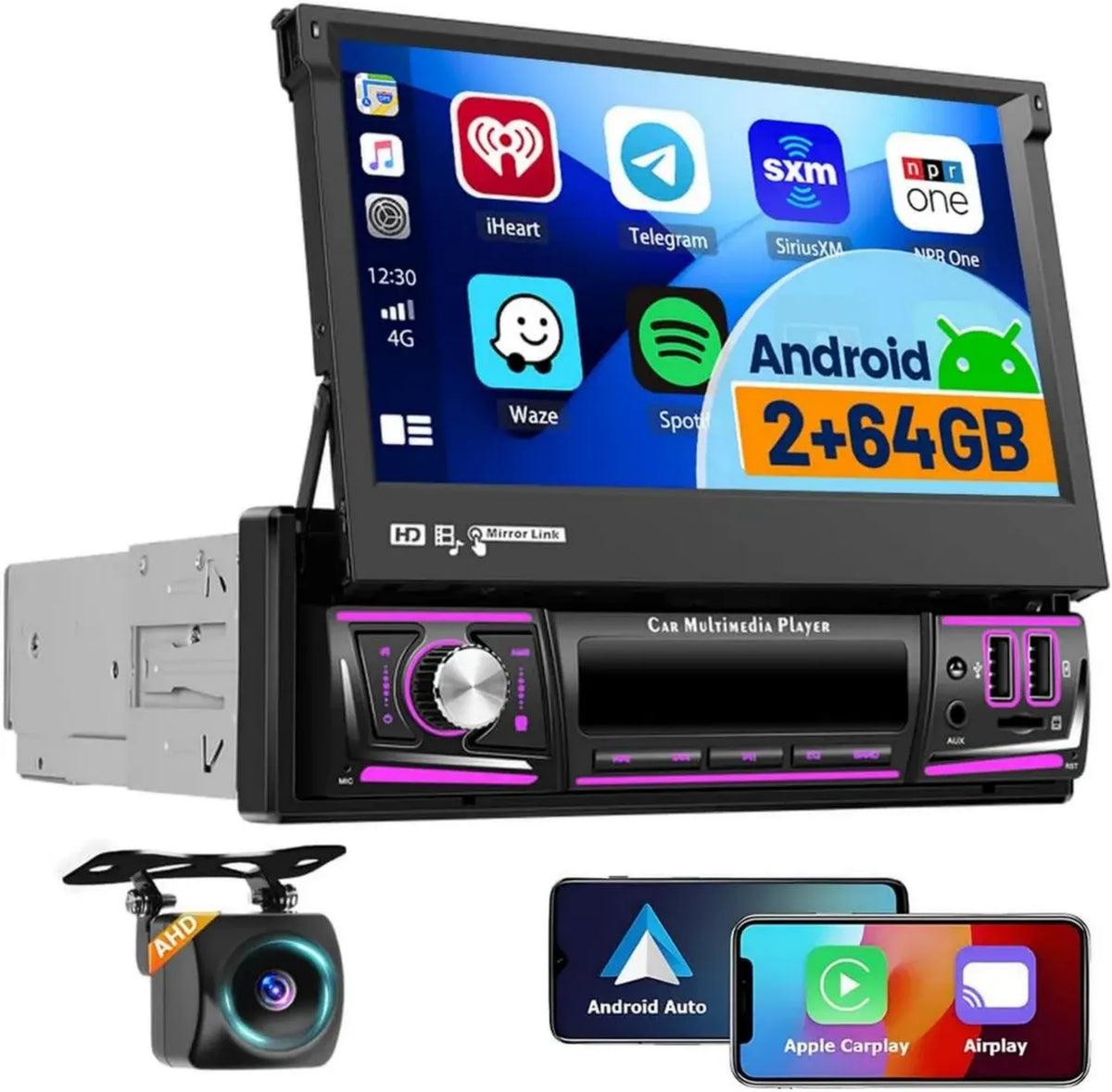 Autoradio 1 Din Android 15 con Schermo 7'' e Carplay Senza Fili