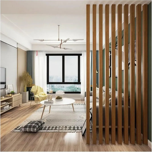 Separatore Autoportante in Legno - Pannello Elegante per Ristoranti e Uffici, Design a Lamelle, Ideale per Scale e Verande (120 cm)
