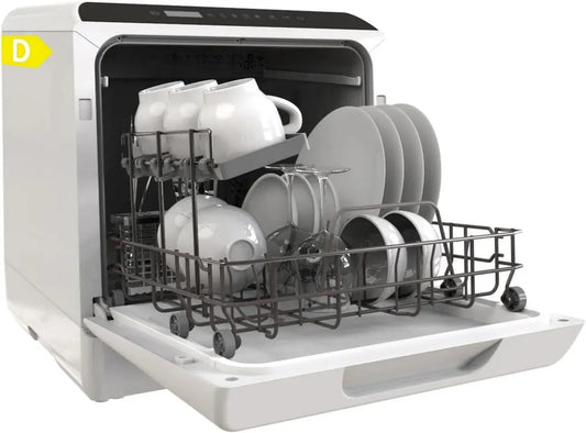 Hermilux Lavastoviglie Compatta 5 Coperti - Ciclo Igienico 75°C, Serbatoio 5L, Lavaggio Completo, Installazione Facile - Perfetta per Camper, Casa e Ufficio
