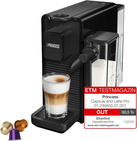 Macchina da Caffè a Capsule Compatibile Nespresso, 20 Bar, Funzione Latte Automatico, 1400W, Spegnimento Automatico