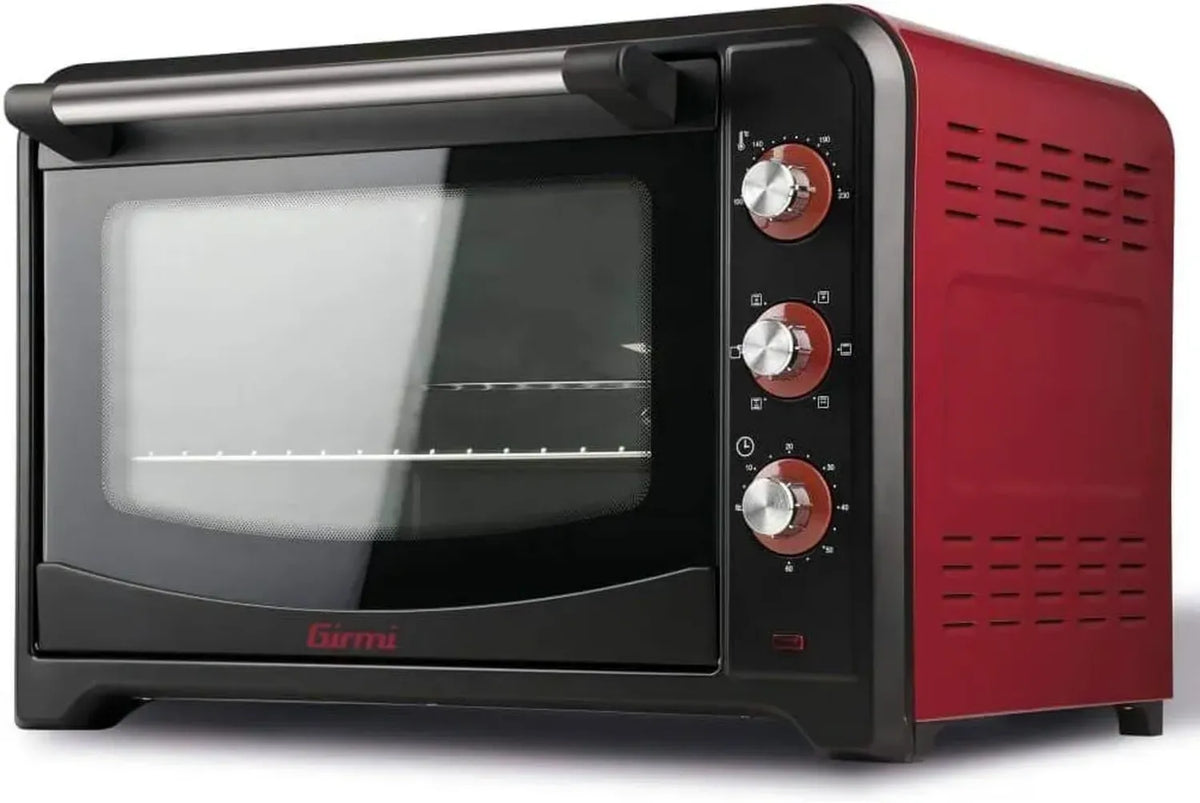 Forno Elettrico Girmi FE42, 42L, 2000W, Rosso/Nero, Ventilazione, Luce Interna, Grill in Acciaio