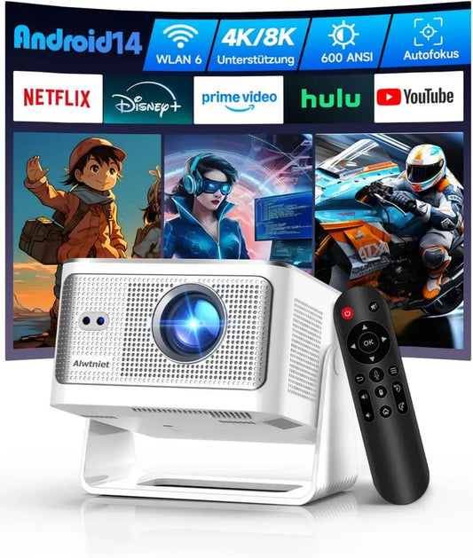 Proiettore Portatile 4K 8K Nativo 1080P WiFi Bluetooth con App Android e Correzione Auto 6D