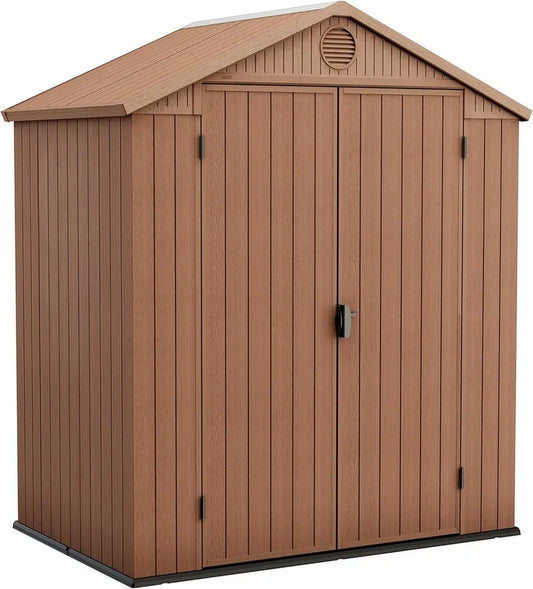 Capanno da Giardino Keter Darwin 6x4 in Resina, Effetto Legno Realistico, 2,2 m²