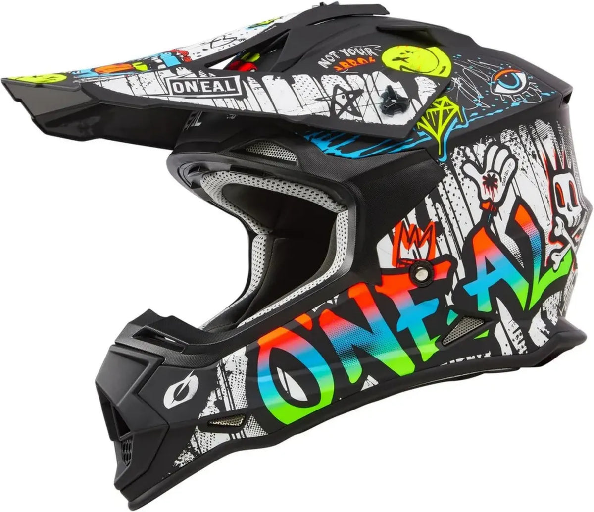 O'NEAL Casco MX Enduro ABS ECE 22.06 con Ventilazione Ottimale Nero/Bianco