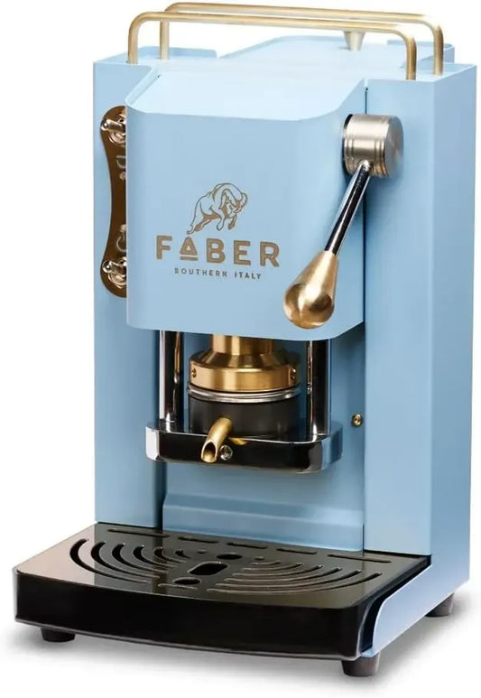 Macchina da Caffè FABER Pro Mini Deluxe con Cialde ESE 44mm, Pressacialda Regolabile in Ottone, Colore Turchese