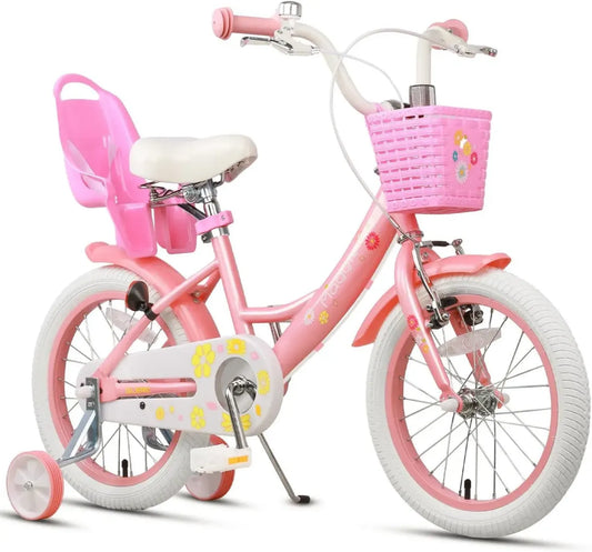 Bicicletta Bambina 16'' con Cestino e Campanello, Età 2-7 Anni, Colori Vari