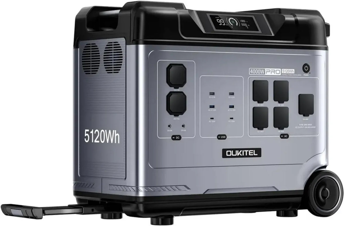 OUKITEL P5000 Pro Generatore Solare Portatile 4000W, Batteria LiFePO4 5120Wh, Controllo tramite APP, 15 Uscite per Campeggio