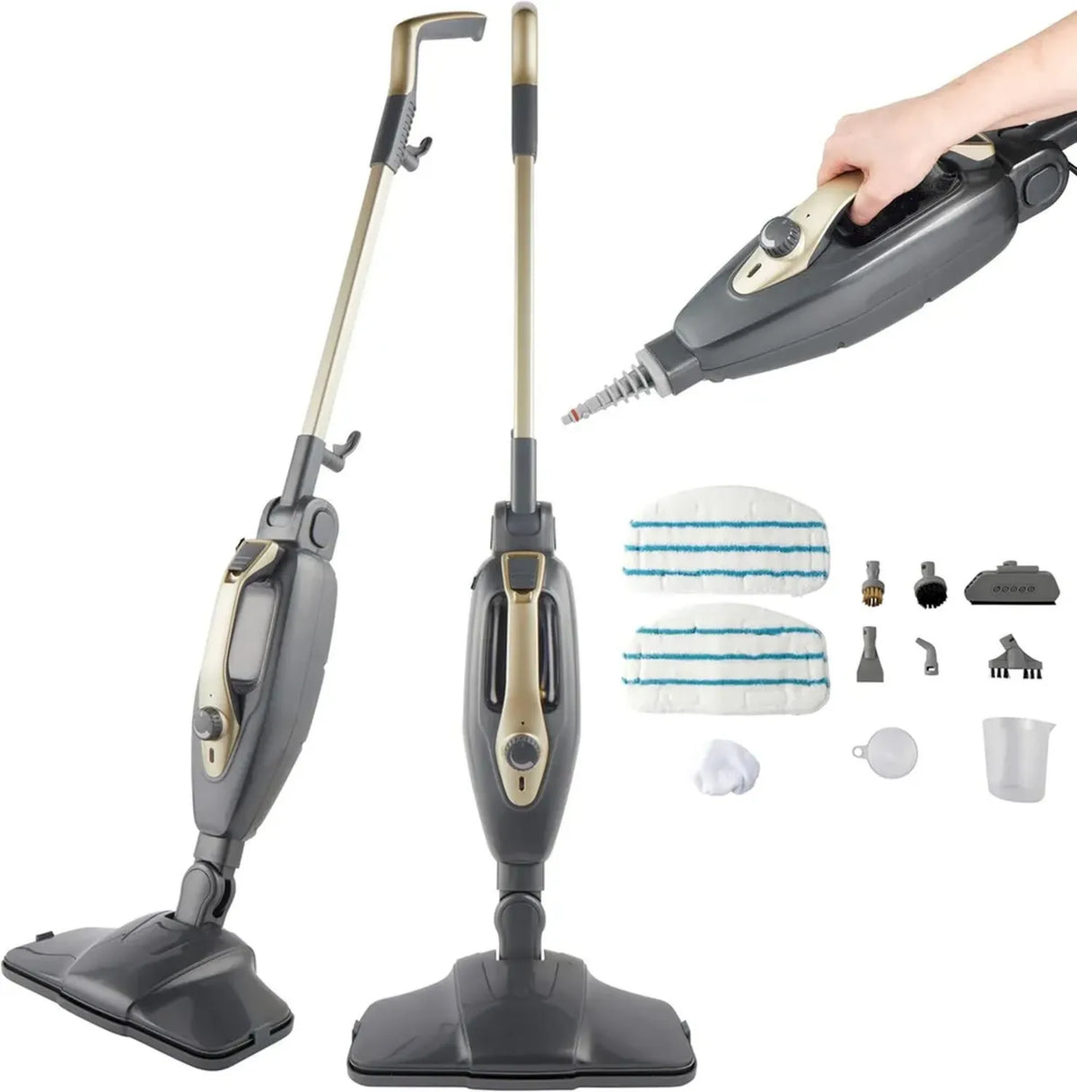 Beldray Pulitore a Vapore 14 in 1 Titanio, Multiuso Portatile 1300W con Accessori
