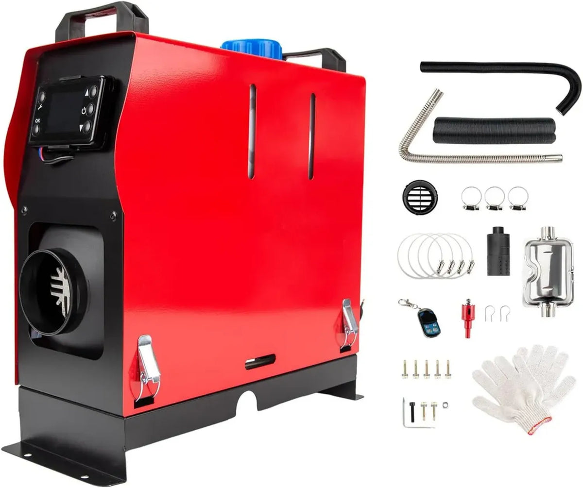 Riscaldatore diesel portatile con display LCD e telecomando, riscaldamento rapido 12V (rosso)