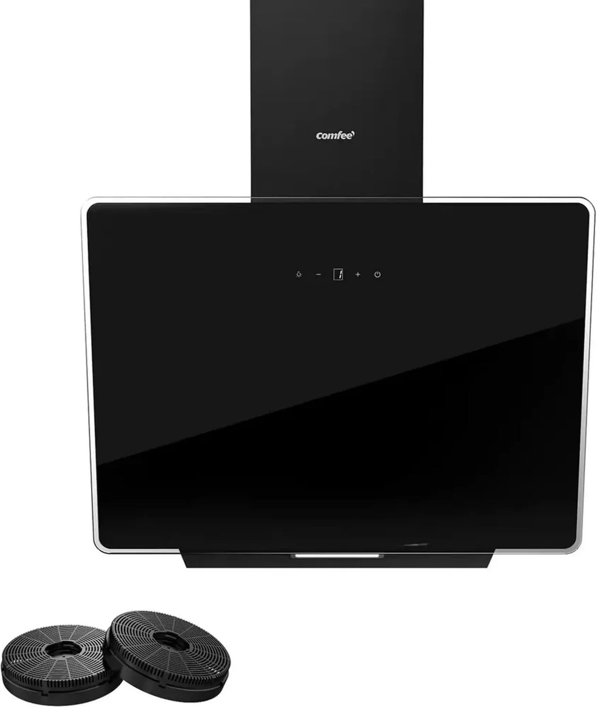 Cappa Aspirante COMFEE' 60 cm con Vetro Temperato, Touch Screen, LED e Filtri a Carbone, Nero