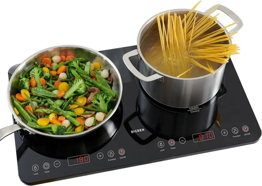 Bigben Piastra a Induzione Doppia 3500W, Timer e Controllo di Temperatura 60-240°C
