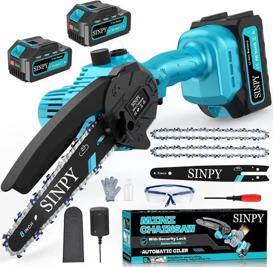 Motosega Elettrica Compatta SINPY 20 Pollici, con 2 Batterie da 4000mAh per Giardinaggio e Potatura