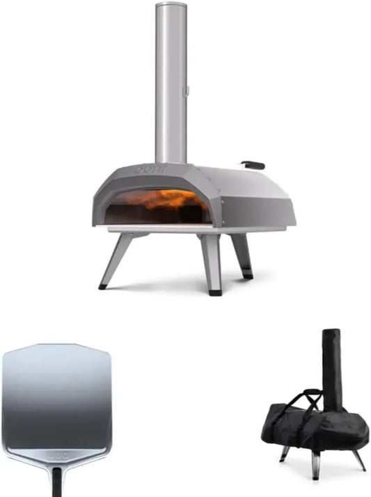 Ooni Karu 12 Forno a Legna e Carbone con Accessori - Include Pala e Custodia Impermeabile - Forno Portatile in Acciaio Inox