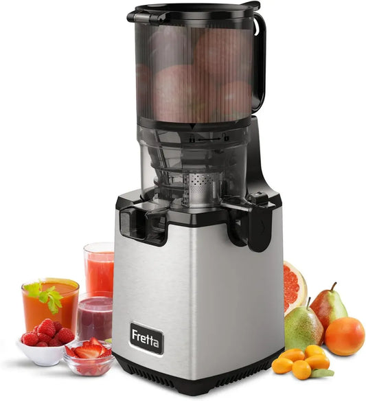 Estrattore di Succo a Freddo con Ampia Apertura, 1.8L, Senza BPA, Acciaio Inox, Motore Silenzioso e Funzione Inversa