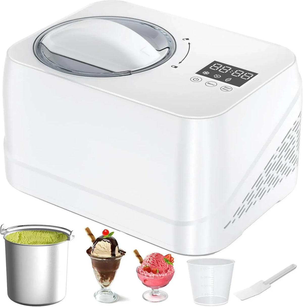 Macchina per Gelato con Compressore, 1L Professionale con Ciotola Rimovibile