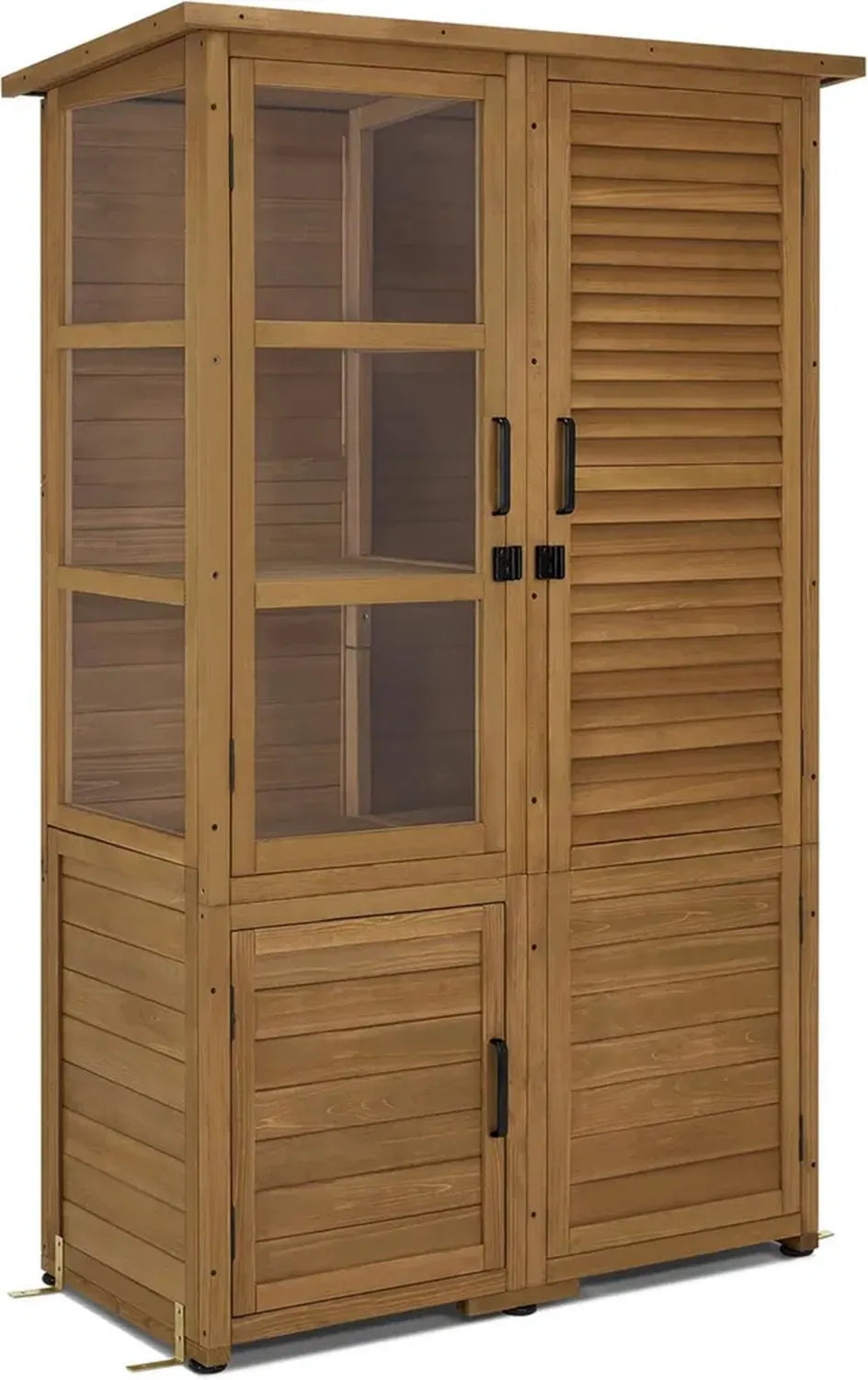 Armadio da Giardino in Legno Impermeabile per Esterni, 55x110x175 cm, Naturale