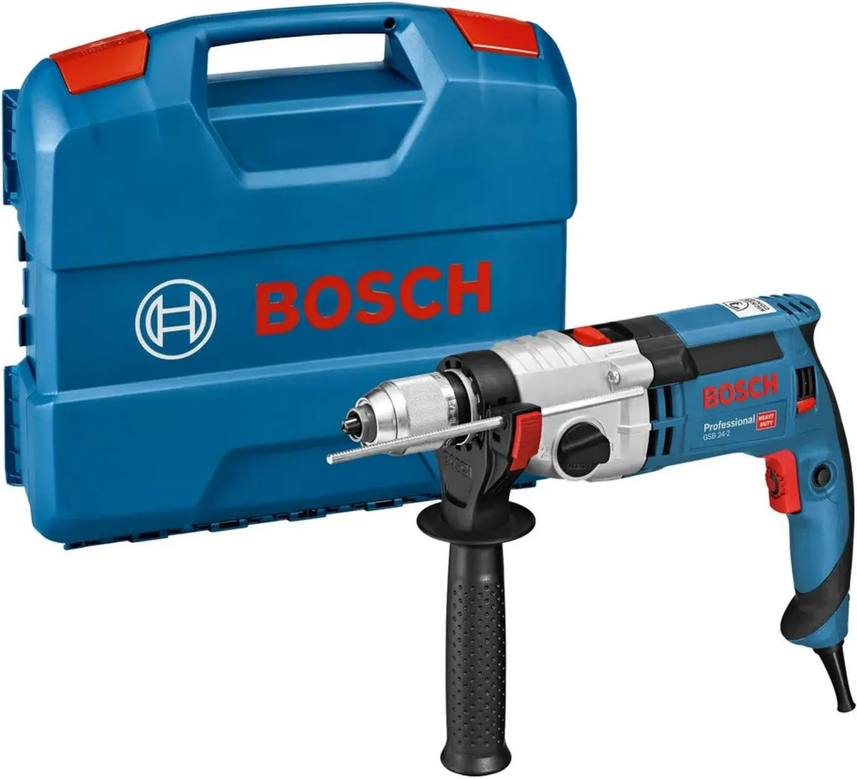 Trapano a Percussione Bosch Professional GSB 24-2, 1100W, 18V, Coppia Regolabile, Valigetta Inclusa