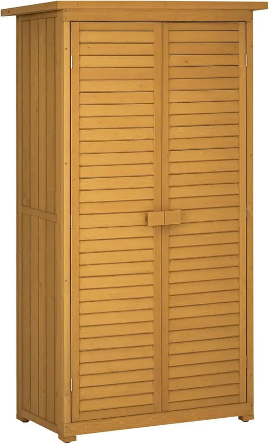 Capanno da Giardino in Legno Impermeabile con Ripiani, 87x46.5x160 cm, Armadio Porta Attrezzi da Esterno