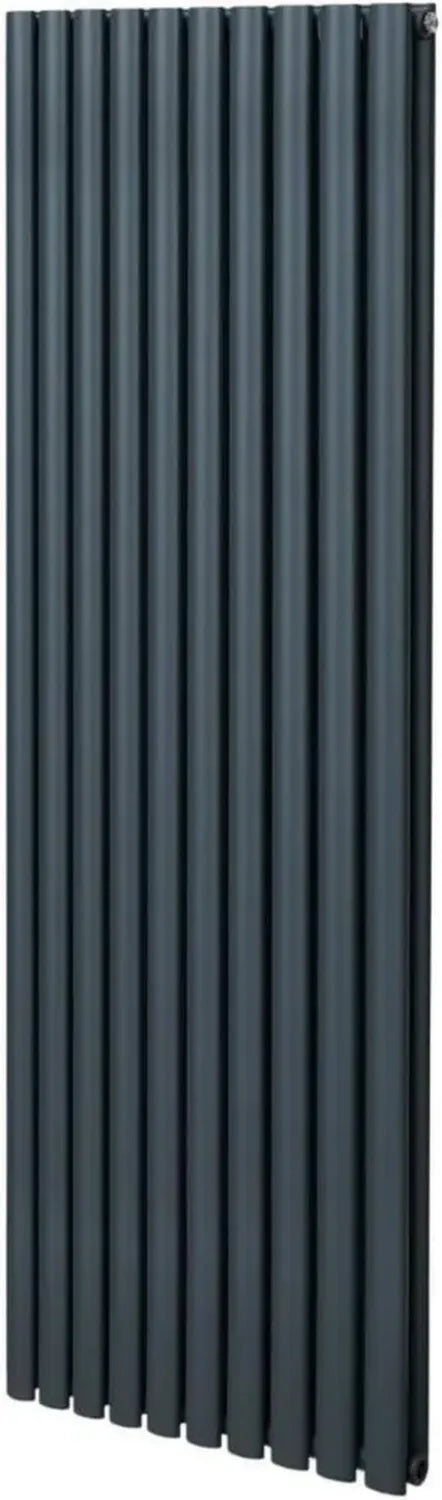Termosifone a colonna ovale in acciaio antracite 1800x600mm con doppio pannello, kit di fissaggio incluso