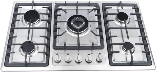 Piano cottura a gas in acciaio inox con 4 fuochi ad accensione rapida