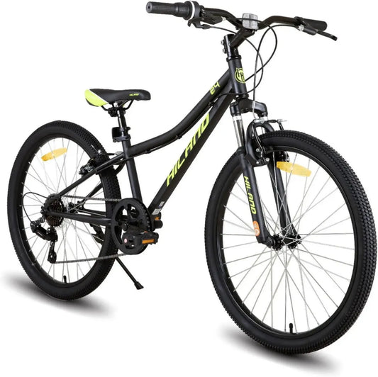 HILAND Bicicletta da Montagna per Bambini, 24 Pollici, 7 Velocità, Freno a V, Forcella Ammortizzata, Colori Vari