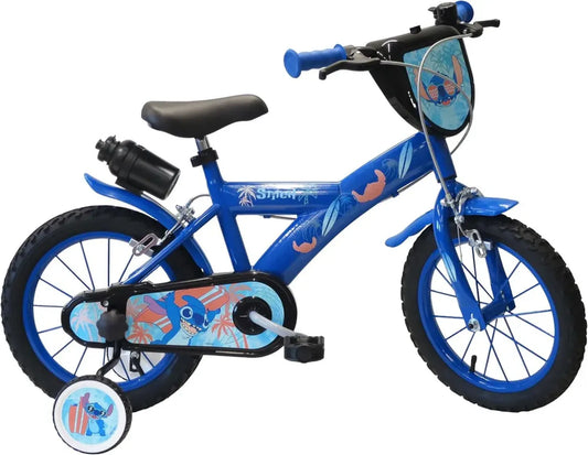Bicicletta 14' per Bambini Leo & Stitch con Freni, Piastra Decorativa e Stabilizzatori