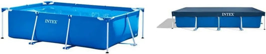 Piscina Rettangolare Intex 450x220x84 cm con Copripiscina Blu