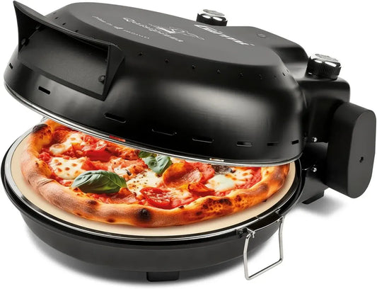 Forno per Pizza Girmi FP50: Potenza 1800W, Temperatura 420°C, Pietra Refrattaria 31 cm, Timer Integrato, Nero