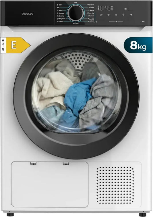 Asciugatrice a Pompa di Calore 8Kg Classe A++, 15 Programmi, Cecotec Bolero SafeDry