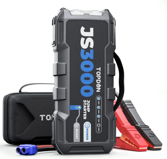 Starter Portatile 3000A per Motori Diesel fino a 9L, Avviatore di Emergenza 12V con Cavi