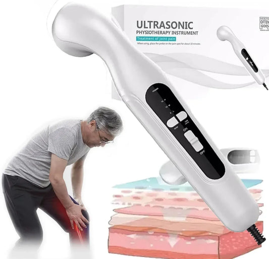 Massaggiatore Ultrasuoni Portatile, 3 Livelli Regolabili, Sollievo dal Dolore e Recupero Muscolare, Area di Copertura: 4 cm²