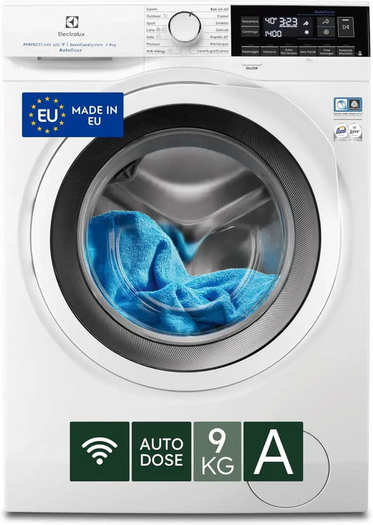 Lavatrice Electrolux 9 Kg PerfectCare 600 con SensiCare e AutoDose, Controllo Smart, Classe A