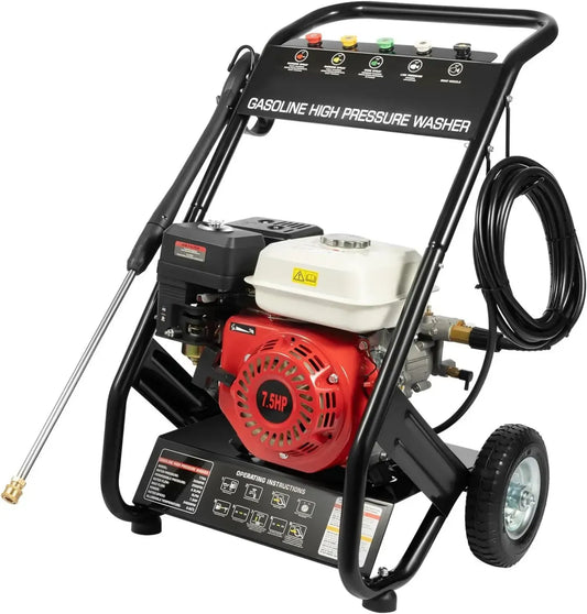 Lavatrice a Benzina 7.5HP 2200 PSI per Giardino e Auto con 5 Ugelli