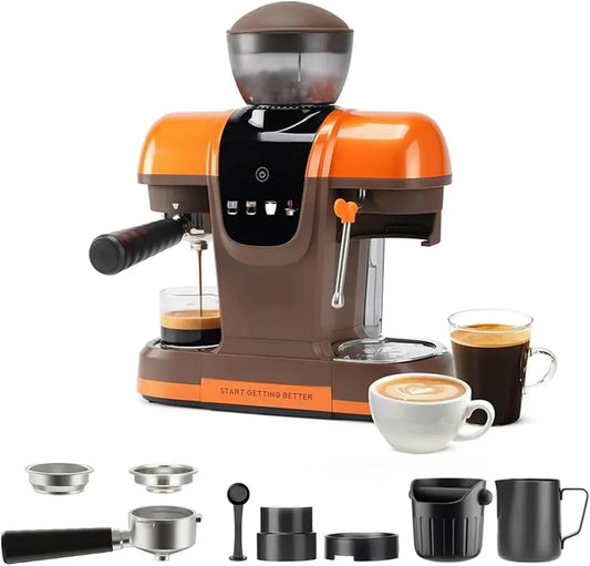 Macchina per Caffè Espresso 19 Bar con Macinacaffè Integrato e Montalatte, Touchscreen