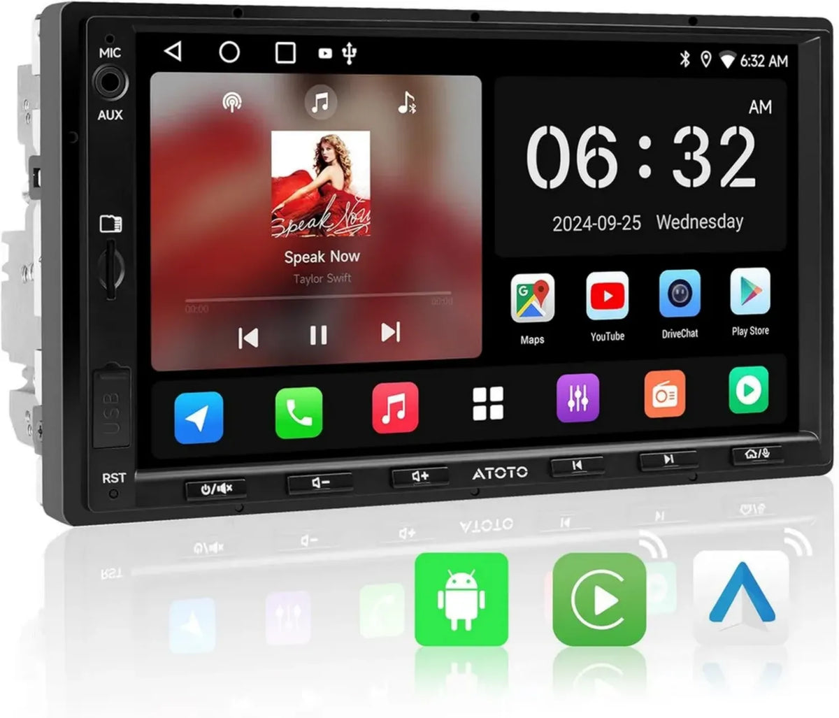 Autoradio Android 2 Din 7 pollici con CarPlay, 2G+32GB, Bluetooth e GPS