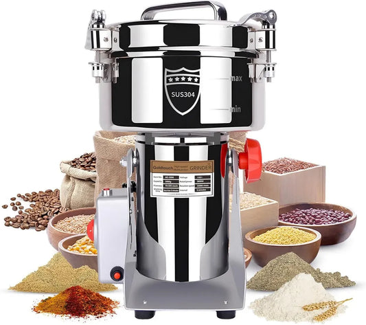 Macinacereali Elettrico Goldtouch 2000g, 3600W in Acciaio Inossidabile