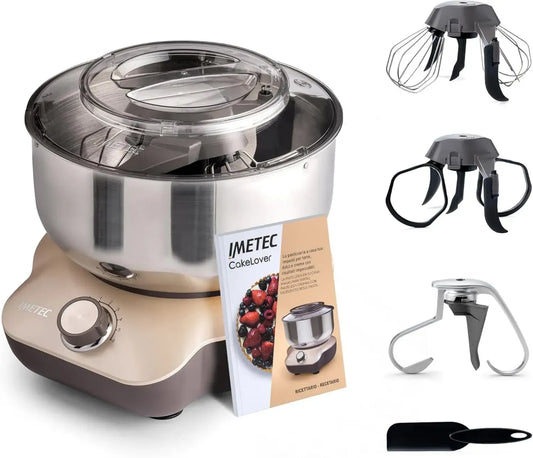 Impastatrice Planetaria Imetec 5L, 1500W, per Dolci e Pane, 6 Velocità, Acciaio Inox