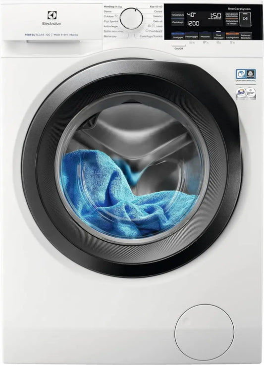 Electrolux DualCare 700 Lavatrice Asciugatrice Frontale, 10kg Lavaggio, 6kg Asciugatura, Tecnologia SteamCare e FreshScent, Sistema SensiCare, Programma Rapido 60 Minuti, Bianco, 847x597x636 mm