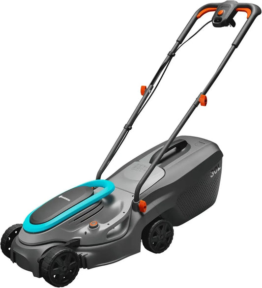 Tagliaerba Elettrico Gardena PowerMax 1200W, Larghezza 32 cm, Altezza Regolabile 35-65 mm, Superfici 300 mq, Cesto 30 l