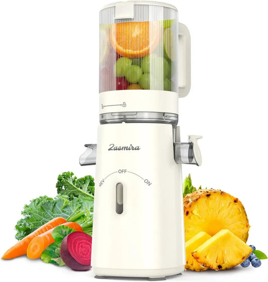 Estrattore di Succo, Zasmira con Ampio Scivolo da 120 mm, Facile Pulizia, Alta Efficienza per Frutta e Verdura