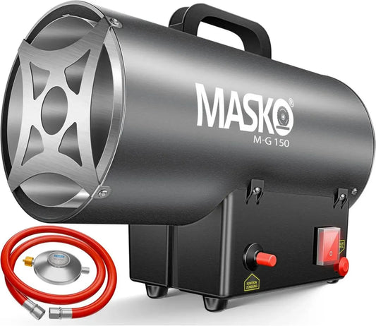 Riscaldatore a Gas MASKO® 15 KW con Termoventilatore e Tubo, Colore Antracite