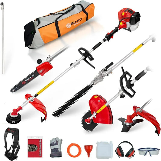 Tagliasiepi a Benzina BU-KO 52cc con Prolunga 75cm, Perfetto per Siepi Alte, Include Borsa per Attrezzi