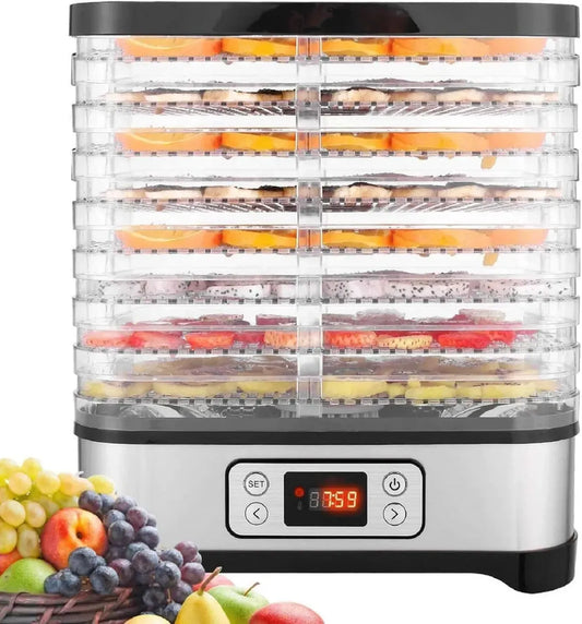 Disidratatore alimentare a 8 ripiani, regolazione temperatura, per carne, frutta e verdura, 400W, senza BPA