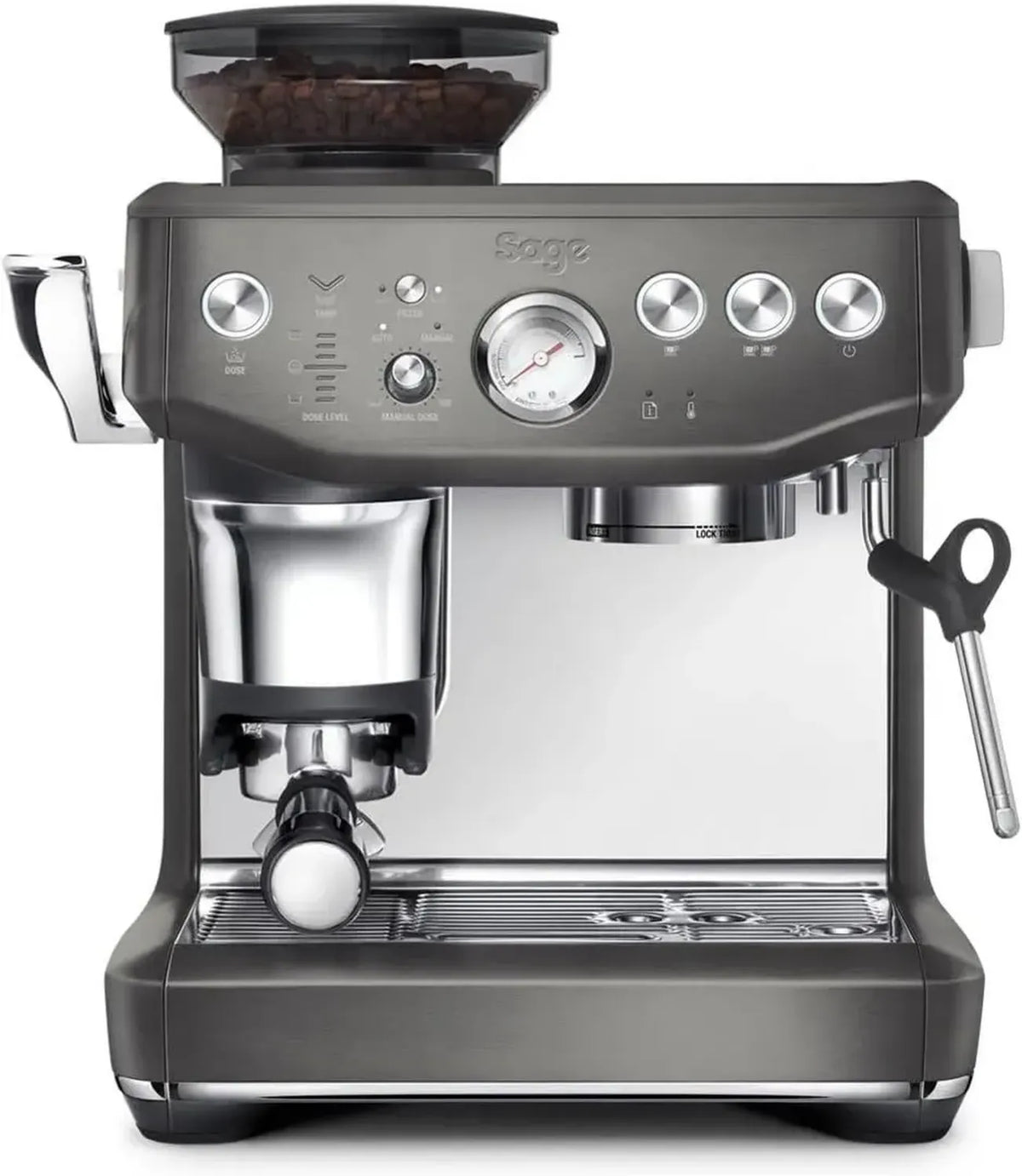 Macchina da Caffè Sage Barista Express con Macinacaffè Integrato, Funzione Automatica, Lancia Vapore in Acciaio Nero