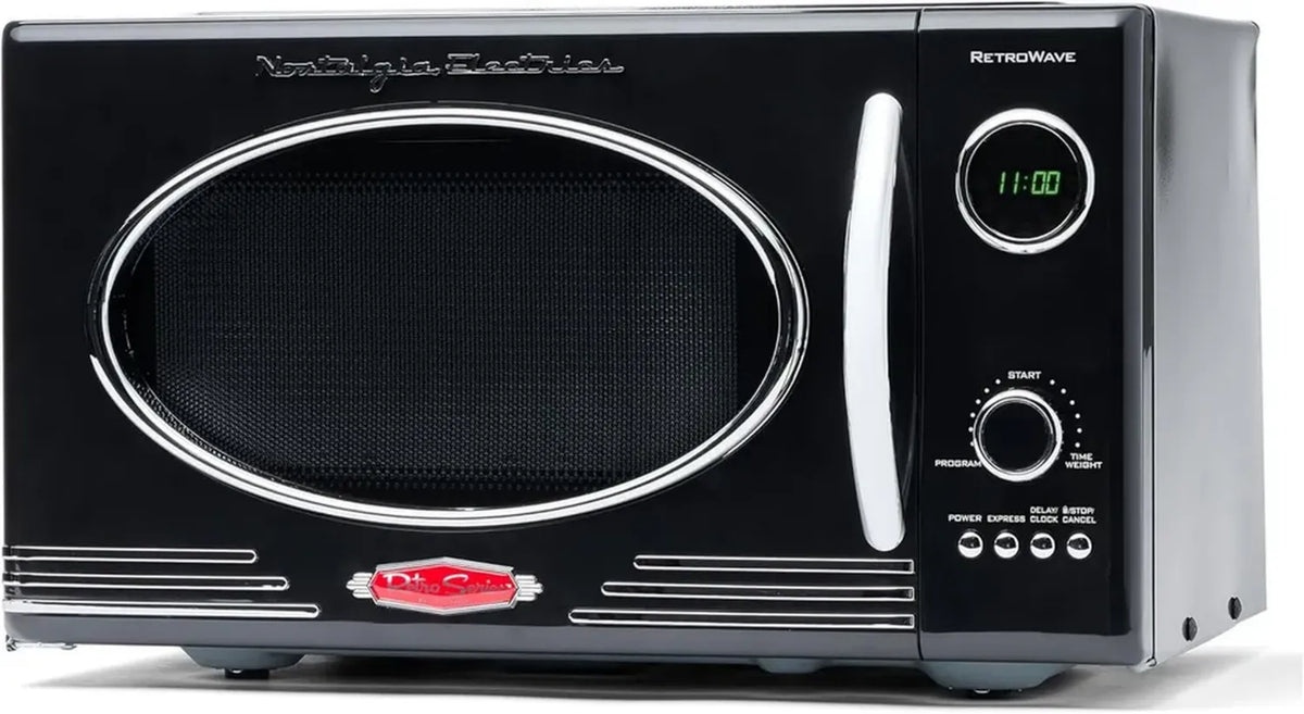 Forno a Microonde Retrò 800W 25L, 12 Programmi, Nero